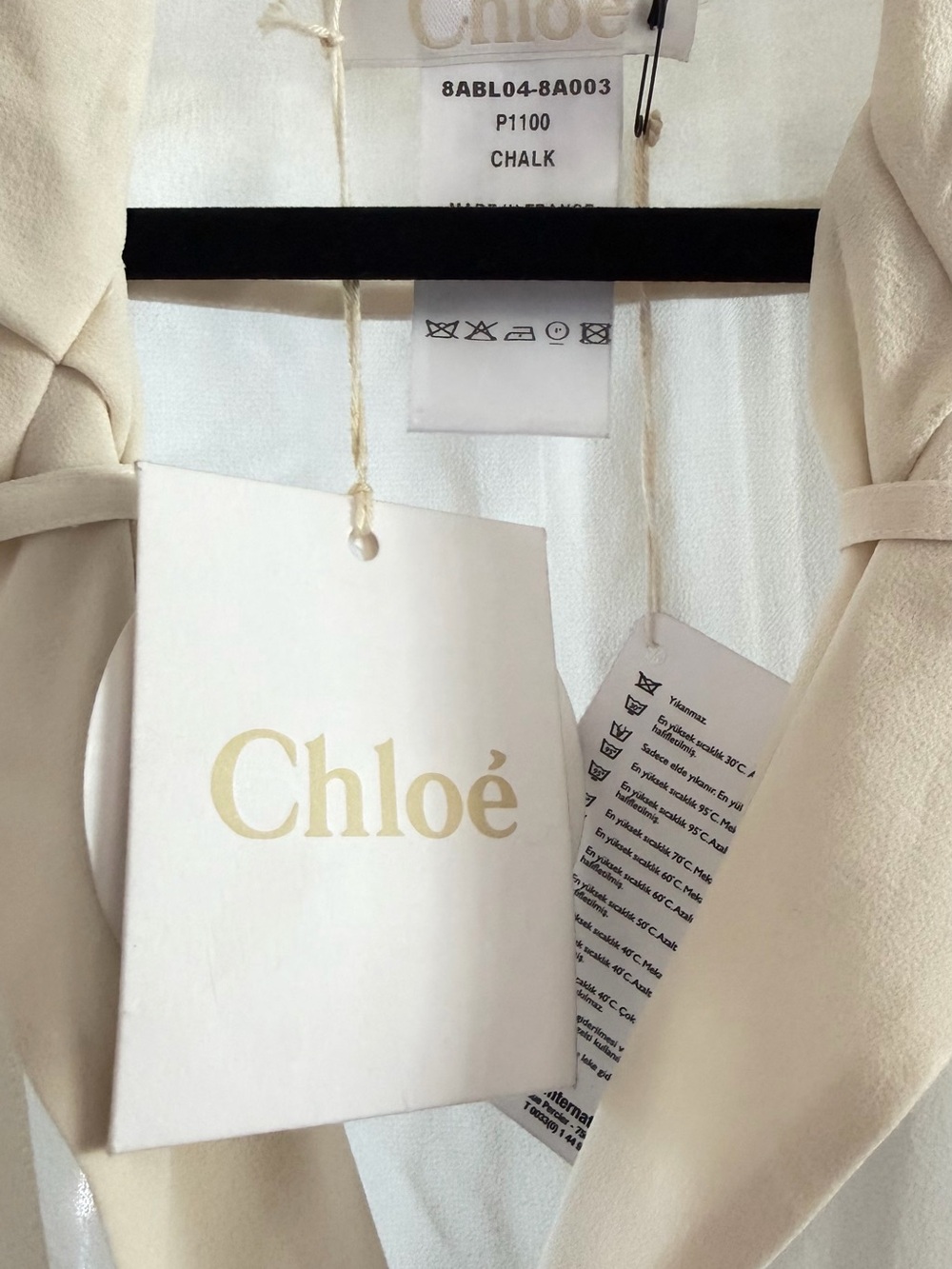 NWT CHLOE Georgette Cream Silk-Blend Sheer Blouse - color “Chalk”. - Picture 2 of 7